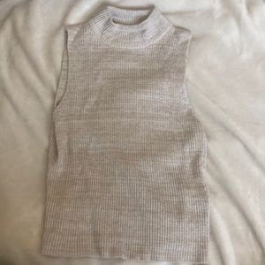 Cream high neck sleeveless tank
